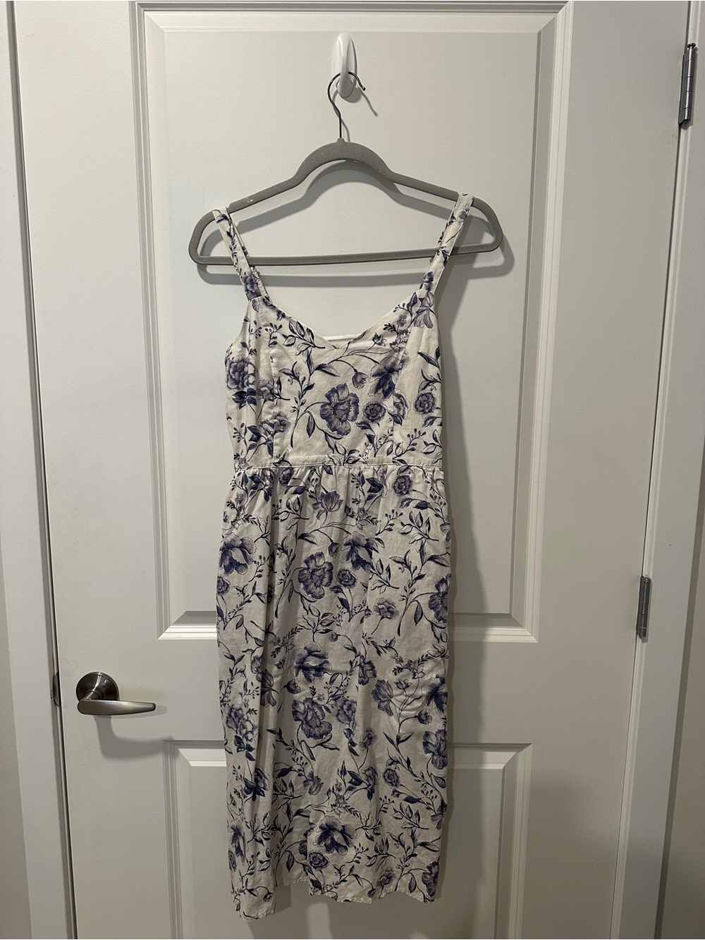 Cynthia Rowley White Midi Dress with Blue Floral Print